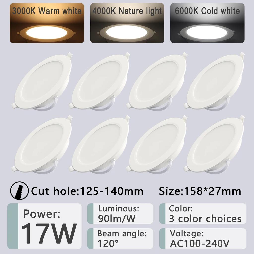 8Pack Recessed Led Downlight 3 4 5 6 8 Inch 3000K 4000K 6000K Round Led Panel Light 110V 220V 230V for Home Indoor Lighting