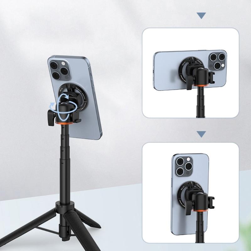 Strong Metal Magnetic Phone Tripod Mount Holder Works On 1/4 Thread And Cold Shoe Linkage For Camera Support
