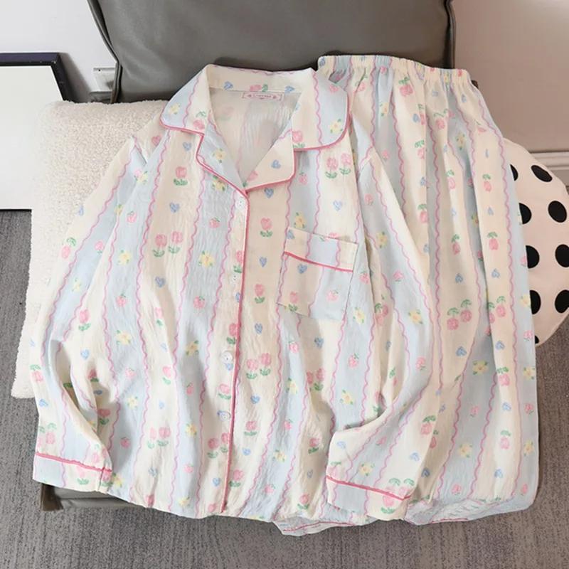 Autumn and Winter New Women's Pajamas Homewear Suit Cloud Cotton Cute Girls Loose Leisure Homewear Spring and Autumn Clothing