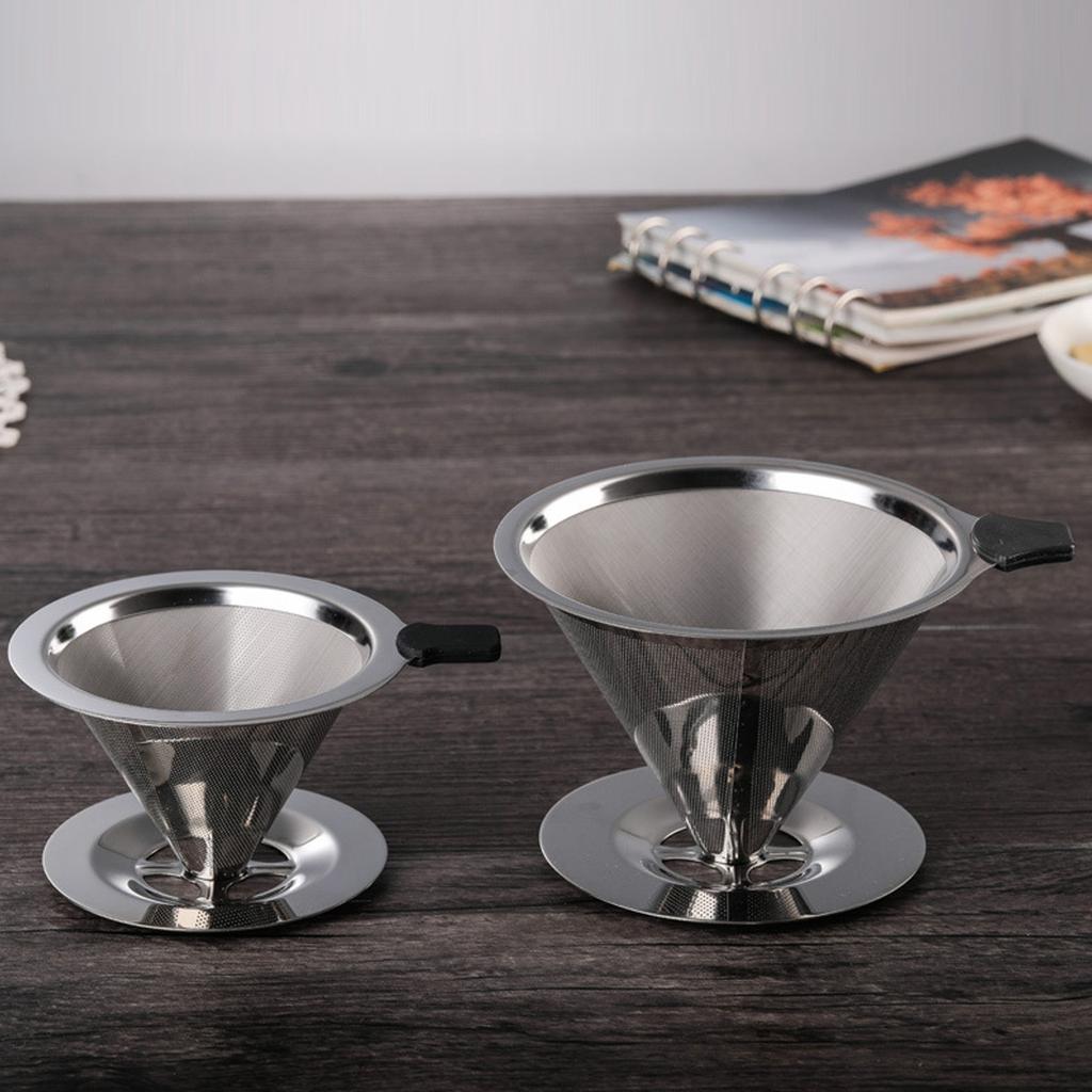 Stainless Steel Coffee Dripper Drip Cone Coffee Filter Reusable Coffee Filter Cup for Kitchen2‑4 Cups