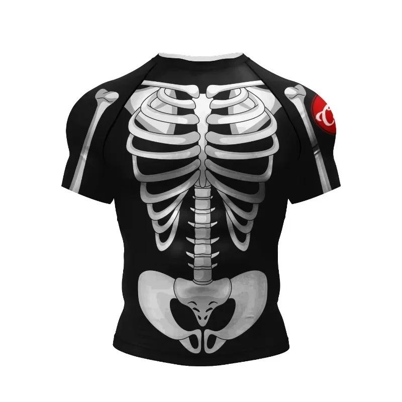 Men Sports Grappling T-shirt Sublimation BJJ Rash Guard Compression No Gi Jiu Jitsu Rashguard S