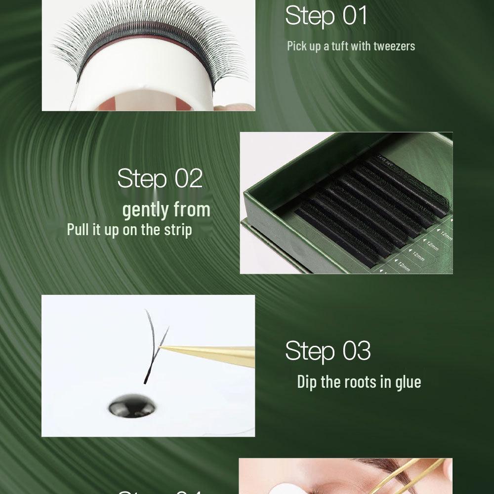 DeceMars Slanted Three-Leaf Clover Fox-Eye Eyelash Extensions - Seamless, Rootless Blooming for Salon-Quality Grafting.
