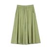 Women Skirt Pants Elastic Waist Adjustable Drawstring Ice Silk Cropped Pants Solid Color Casual Loose Fit Culottes