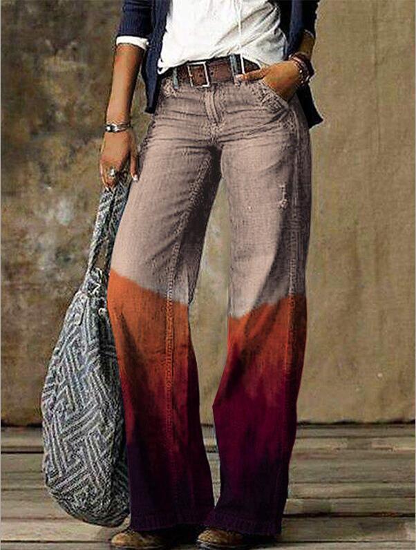Europäische und amerikanische Übergröße Damen Casual Weitbein Imitationsjeans