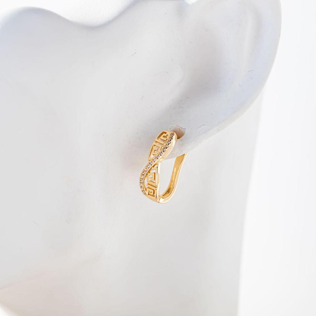 Korean Exquisite Micro-Pave Gold Hui Zi Round Earrings - Simple, Niche Fashion Design
