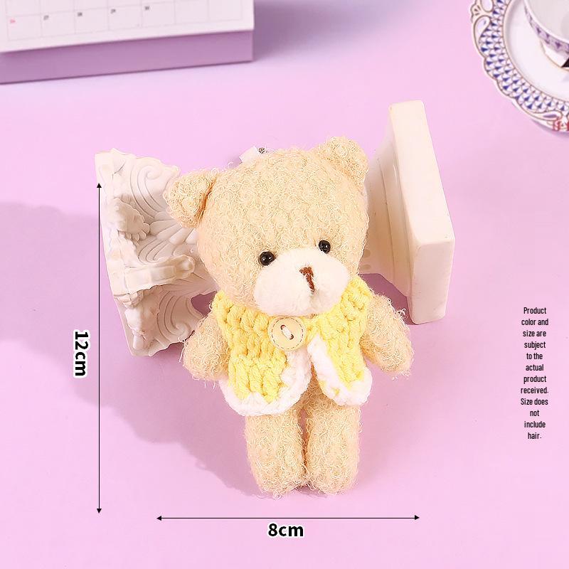 Blush Bear Plush Vest Keychain - Cute Teddy Backpack Charm Gift