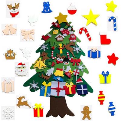 DIY Filz Weihnachtsbaum Schneemann Set Weihnachtsfeier Zubehör mit 30 Stück Dekoration für Kinder Geschenk
