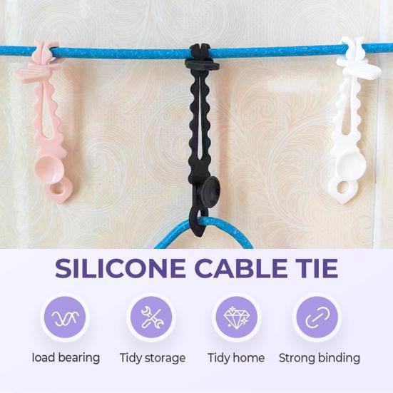 20Pcs Bobbin Winder Silicone Cable Ties Reusable Cable Organizer with Button Design Charging Cables Headphones USB Cables Organizer