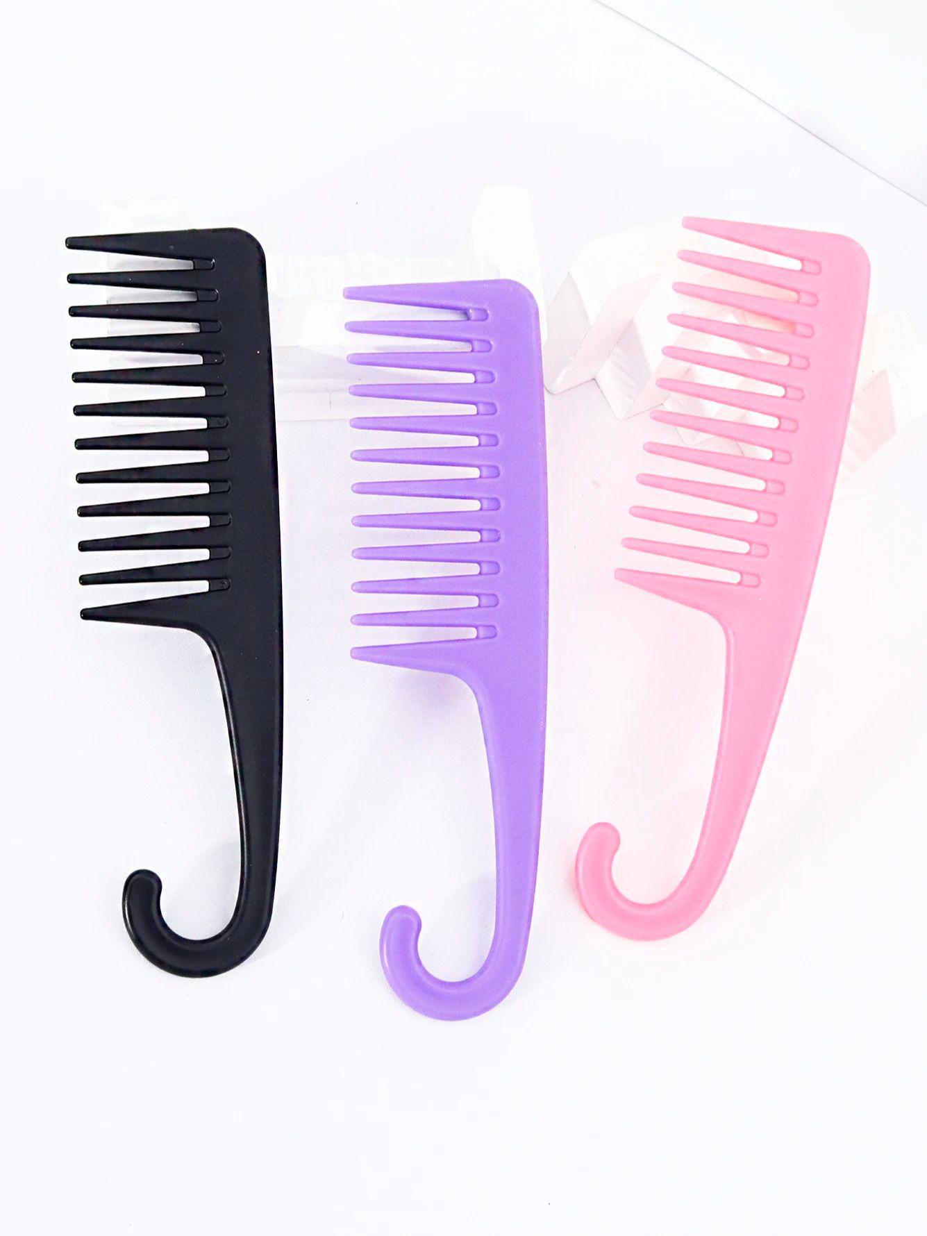 

3pcs wide toothed straight hair comb - anti-static,handle comb with hook design,ABS plastic material,Special for real hair wigs