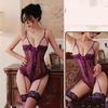 Sexy lingerie Strap Tight Breastfed Open End Lace Deep V Hollow Open End jumpsuit sexy adult female latex sexy women Sex shop
