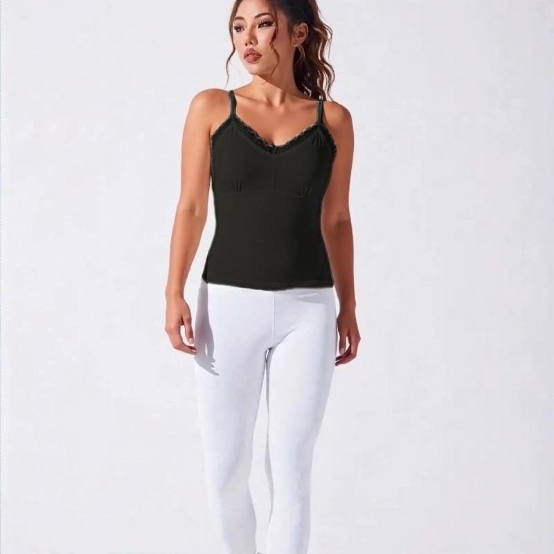 Women's Lace-Trimmed Camisole Top Slim-Fit Sports Bra Slimming Base Layer