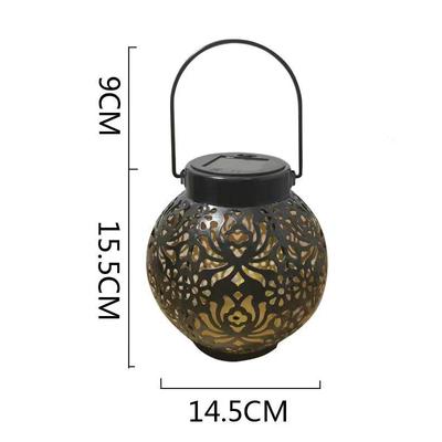 LED Solar Lantern Light Hollow Wrought Iron Projection Light Hanging Lamps Outdoor Waterproof Yard Garden Art Decoration