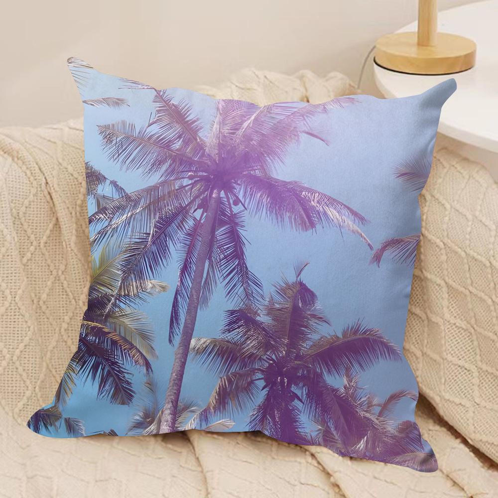 Tropical Scenery Cushion Cover Soft Plush Fabric DoubleSided Printed Sofa Cushion Cover for All Seasons Home Decor Gift