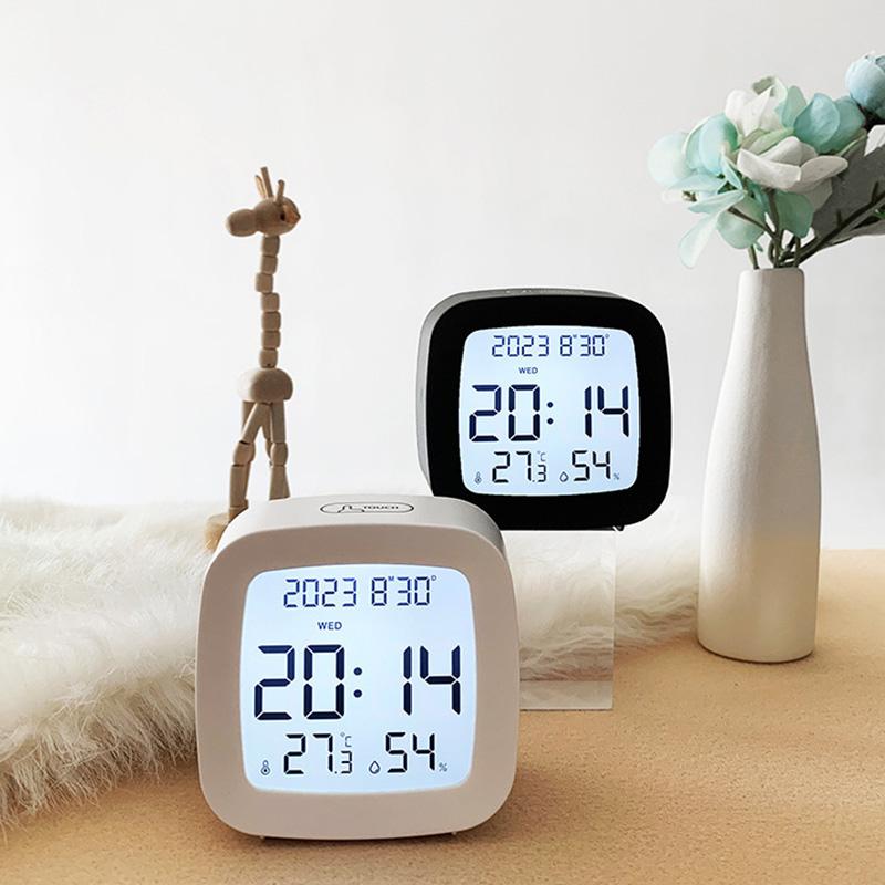 

Светодиодный будильник с голосовым управлением Цифровой будильник с календарем температуры и влажности 12/24-часовые часы для дома Светодиодные часы на прикроватной тумбочке