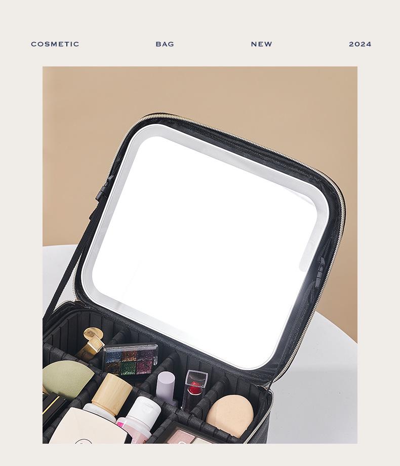 LED Make-up Tasche mit Spiegel - Großvolumige, hochwertige Tasche für Maskenbildner mit Beleuchtung