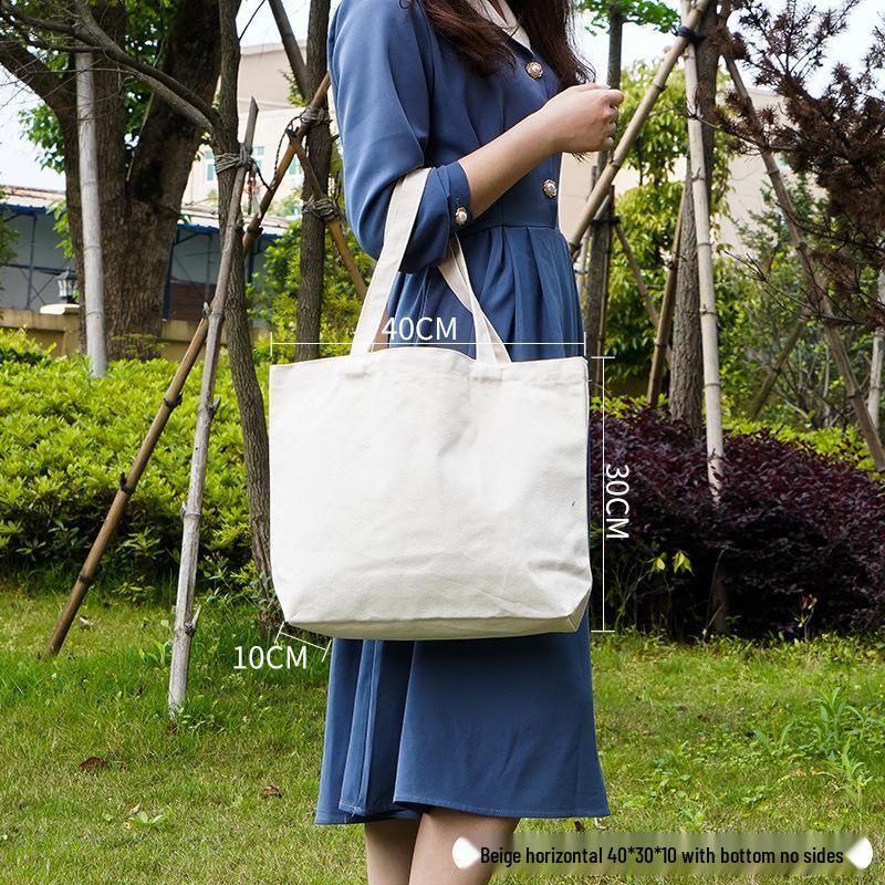 Customizable White Canvas Tote Bag with High-End Feel