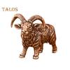 Goat Figurine Long Vintage Brass Horn Sheep Model Mini Animal Metal Statue Sculpture Desktop Feng Shui Desktop Decoration Ornament