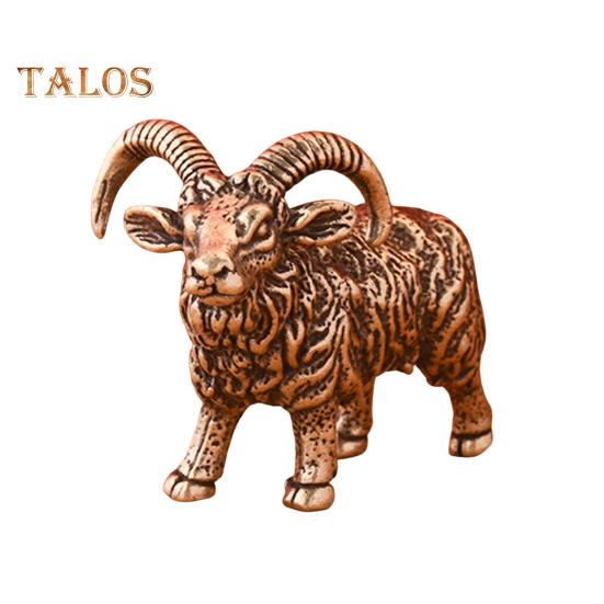 

Латунная статуэтка козла, винтажная модель овцы с длинным рогом, мини-статуэтка животного из металла, настольная скульптура в стиле фэн-шуй, настольное украшение, орнамент бронзовый