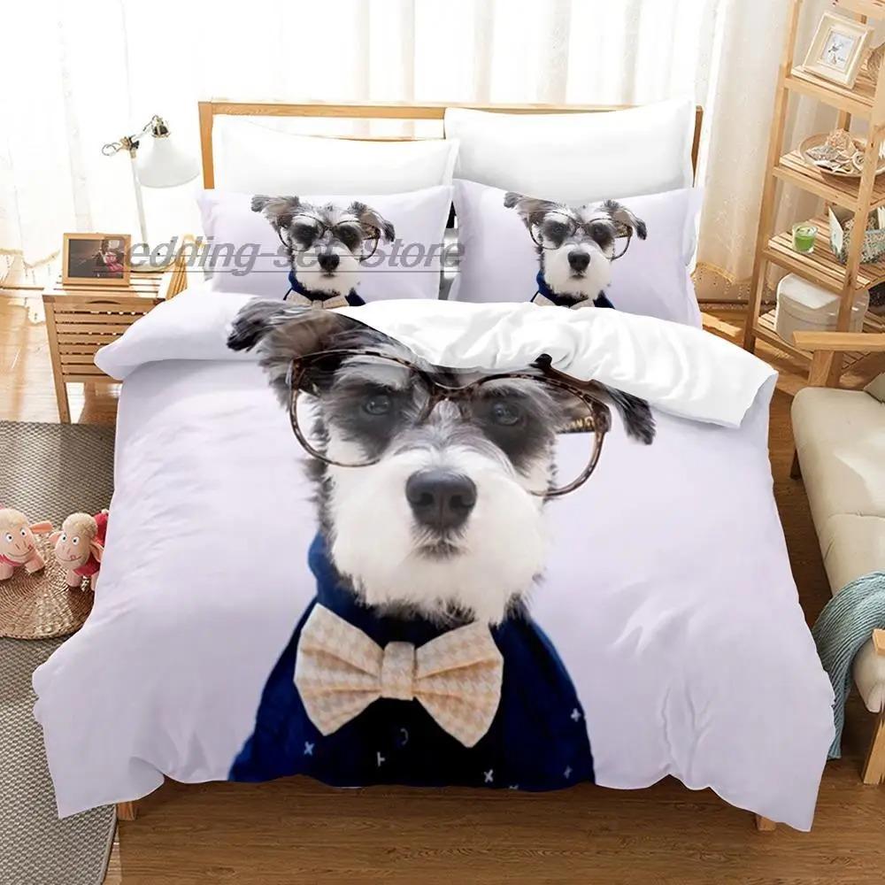 Uroczy Zestaw Pościeli dla Psa Pojedynczy Bliźniak Pełny Queen King Size Zestaw do Łóżka Aldult Dziecięca Sypialnia Zestawy Poszewek na Kołdrę Druk 3D Anime Zestaw Prześcieradeł