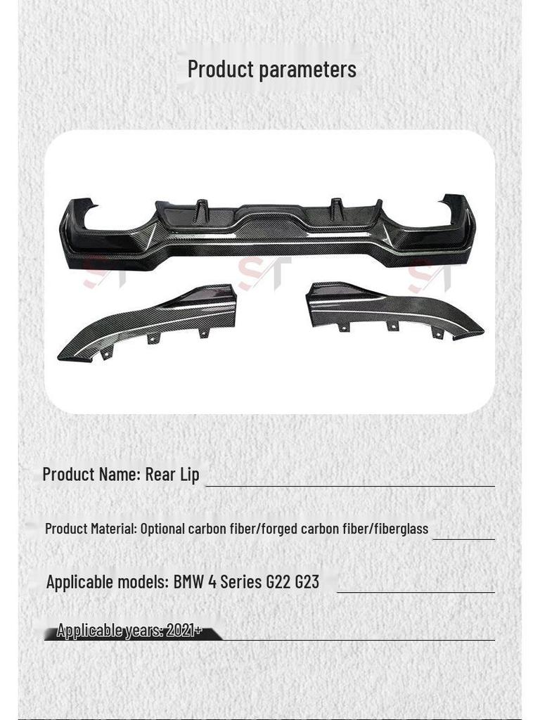 Carbon Fiber Rear Diffuser and Bumper Extensions for BMW 4 Series G22/G23 Coupe