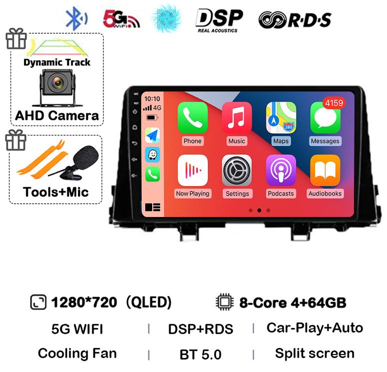 Android 14 Carplay WIFI+4G For KIA PICANTO Morning K 2016 2017 2018 2019 Car Stereo Radio Autoradio Multimedia Player Monitor BT