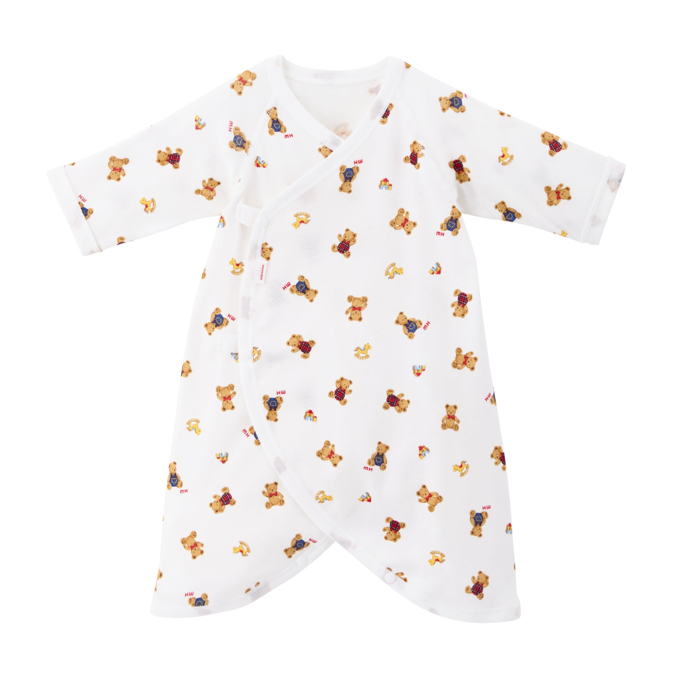 

Miki House Combi Baby Undershirt with Bear Logo, 100% Cotton, Made in Japan, for Boys and Girls, Newborn, 50-60cm, Beige, Size 40-2332-143