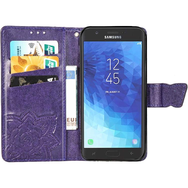 

Samsung Galaxy J3 2018 Case Bling Diamond Butterfly Embossed Wallet Flip PU Leather Magnetic Card Slots with Stand Cover for Samsung Galaxy J3 2018 Diamond Butterfly 2