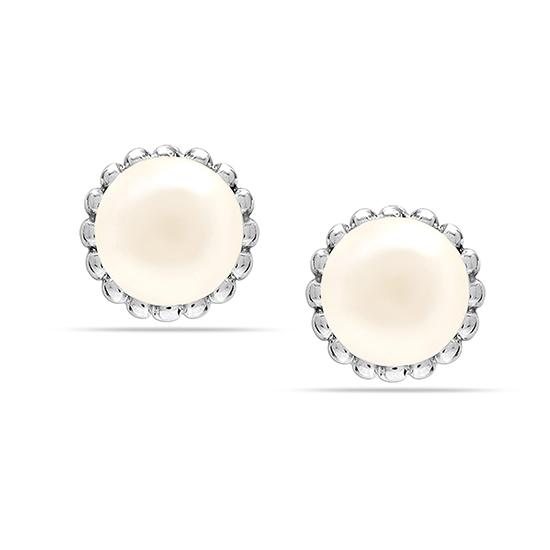 Real 925 Sterling Silver Half Round Pearl Stud Earring for Women and Teen