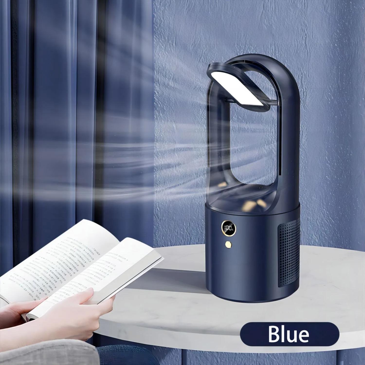 

Desktop Portable Rechargeable Bladeless Fan with Foldable Desk Lamp