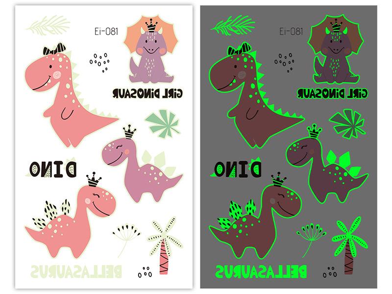 

Новые светящиеся наклейки-тату динозавра, детские забавные светящиеся наклейки с героями мультфильмов, наклейки-татуировки 120*75mm