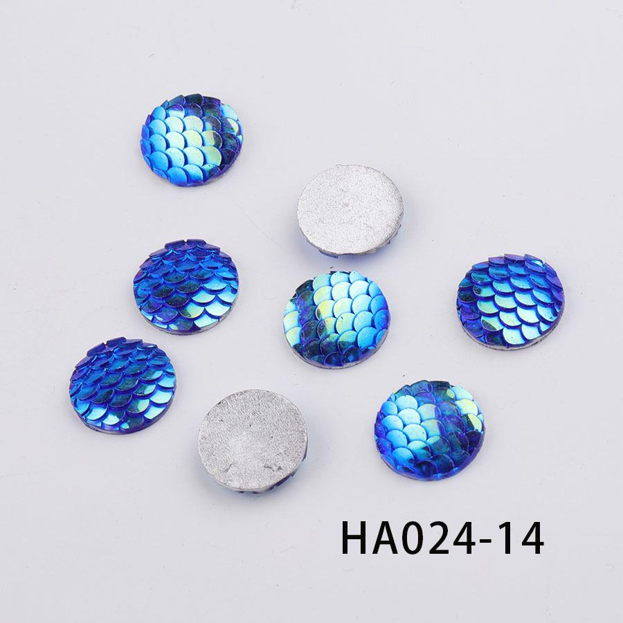 16MM DIY Jewelry Flat Resin Rhinestones: Round Fish Scale AB Color Patches
