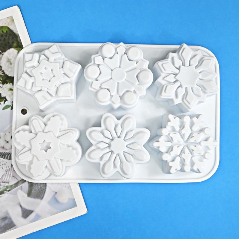 3D Cake Molds Snowflake Shaped Cake Decorating Molds Soap Moulds Desset Molds Suitable for Hand-Making Soap Dessert