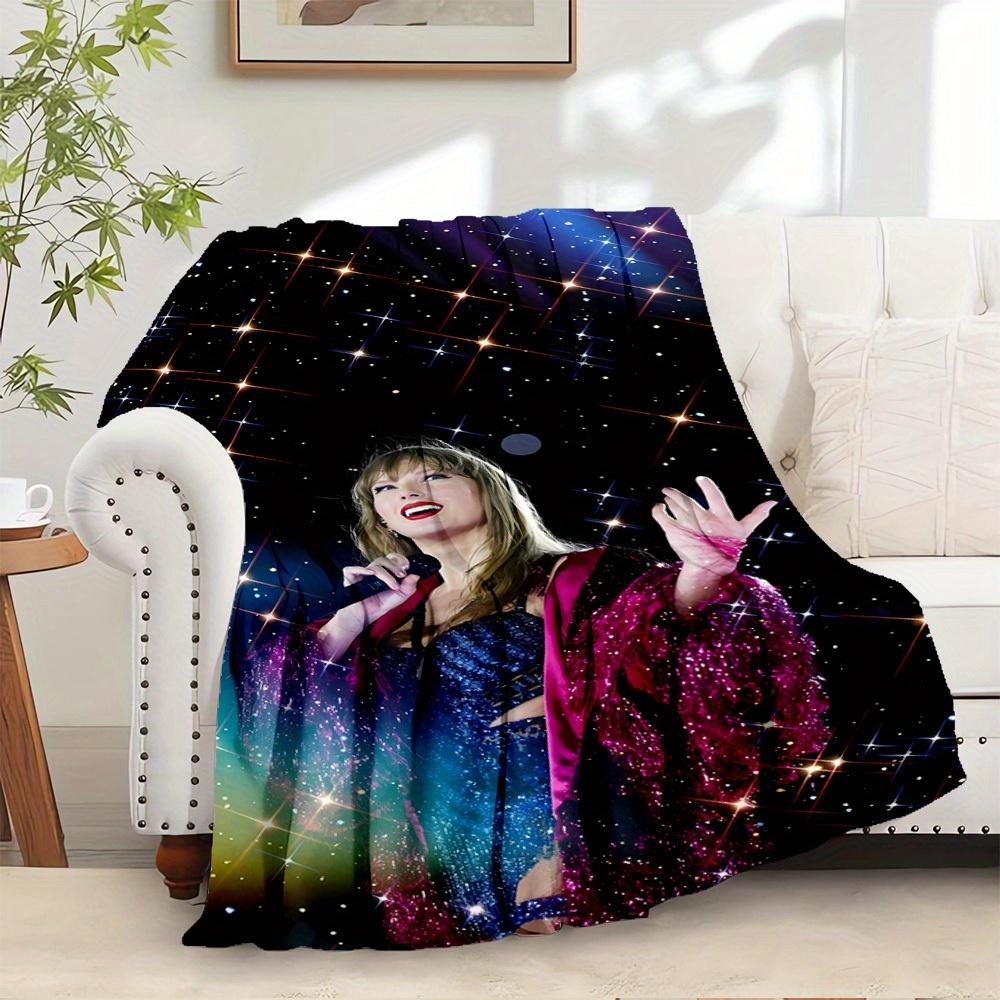 1pc Taylor Swift Digital Print Flannel Blanket - Contemporary Style, Suitable for All Seasons, Perfect for Home, Travel, or Camping - Machin