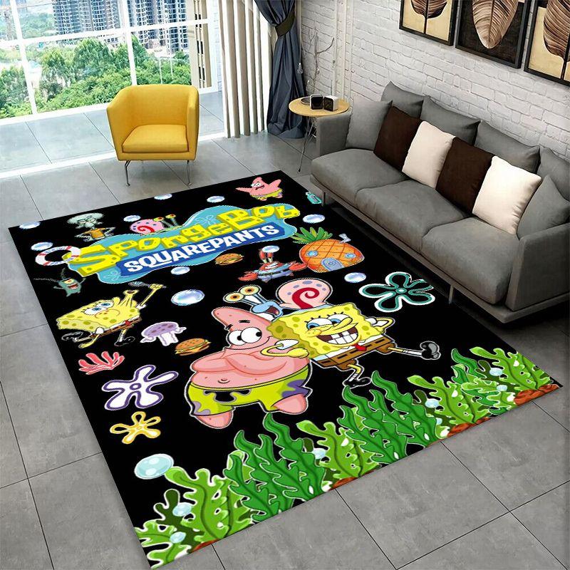Cute S-SpongeBob Cartoon Non-Slip Area Rug for Living Room,Bedroom,Playroom,Soft Carpet Floor Mat Home Decor Rug Kids Room Gift