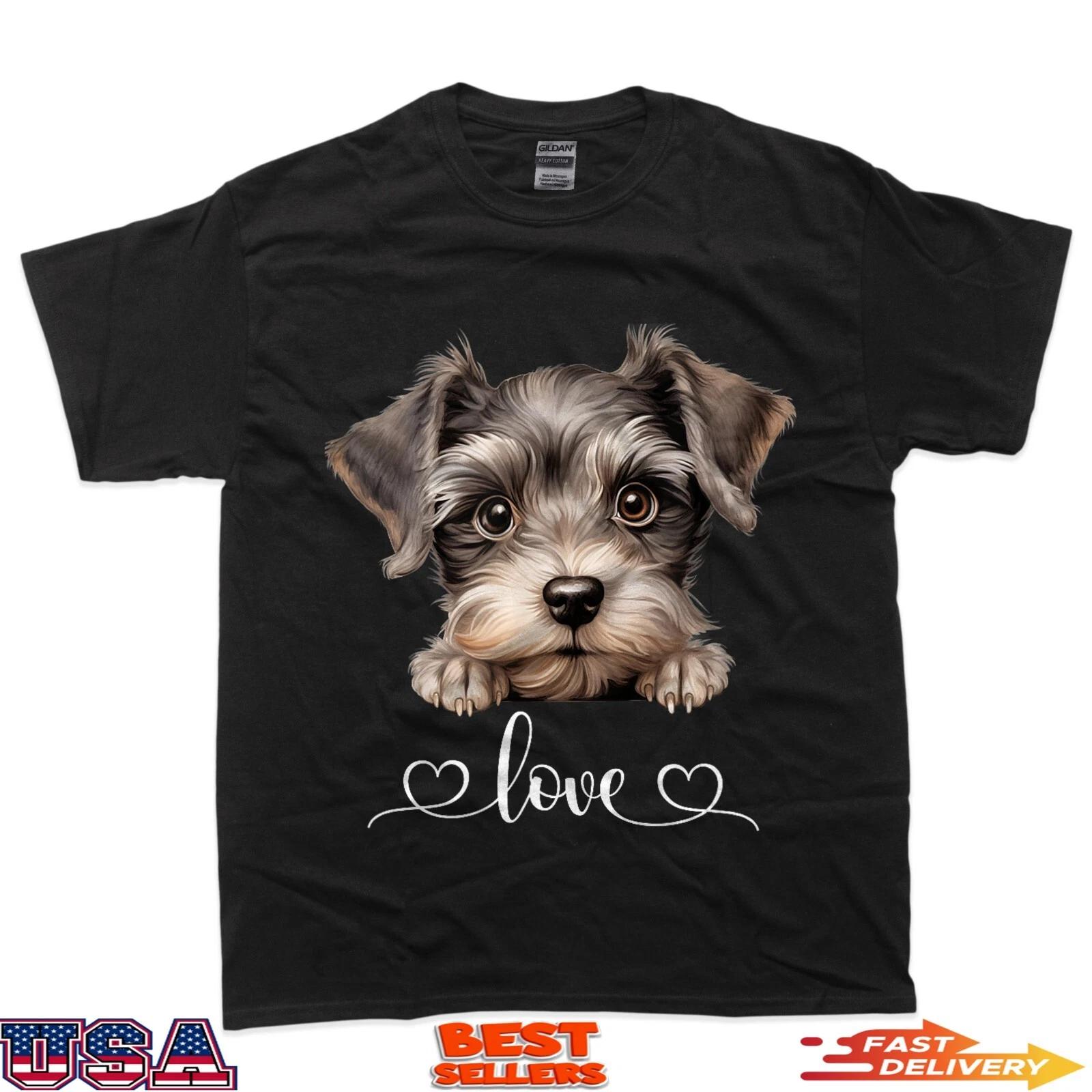 Милая собака Графика Любовь Щенок Миттельшнауцер Собака Футболка S
