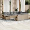 Vidaxl 11-Cz. Garden Furniture Set With Cushions, Beige, Poly Rattan