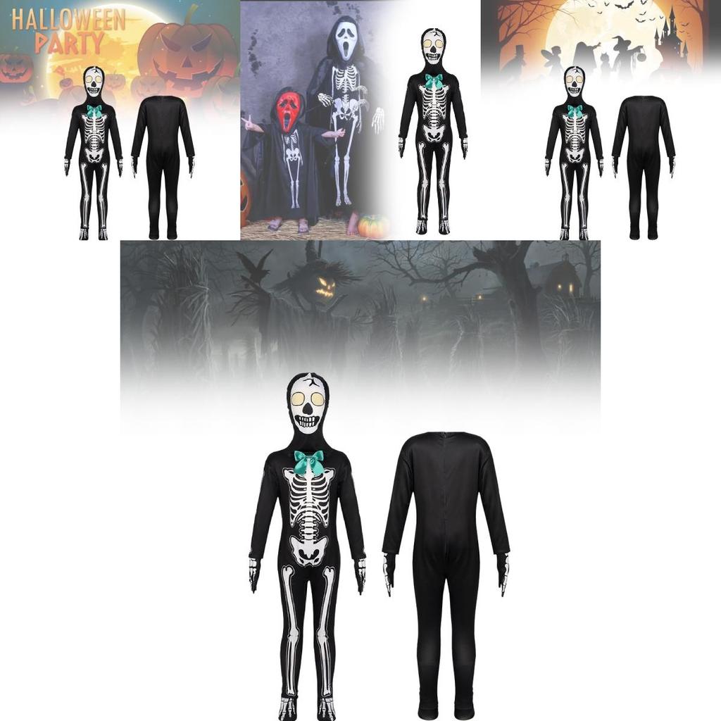Stylish Kids Skeleton Grim Reaper Costume For Stage Performances And Halloween Gatherings