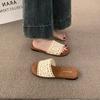 Fashion New Ladies Lace Linen Slippers Women's Sexy Grass Woven Slides Outdoor Light Comfortable Sweet Mesh Handmade Shoes Home Sandals
