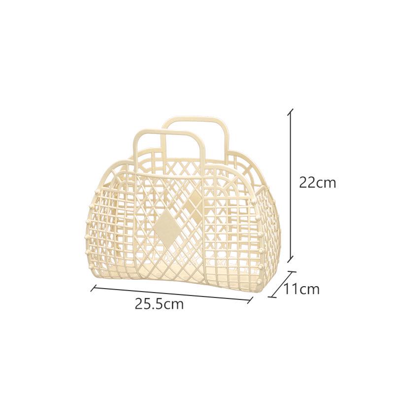 Foldable Plastic Supermarket Tote Basket - Hollow Design for Shopping, Fruits, Toys, and More.
