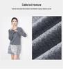 Light Luxury 3D Cable Knit Beaded Round Neck Long Sleeve Sweater Top for Women