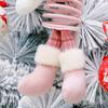 Jul Rosa Snögubbe Plysch Dockor Leksak Med Vår Xmas Träd Hänge Droppa Ornament Dekoration Hantverk Present Heminredning Nyår