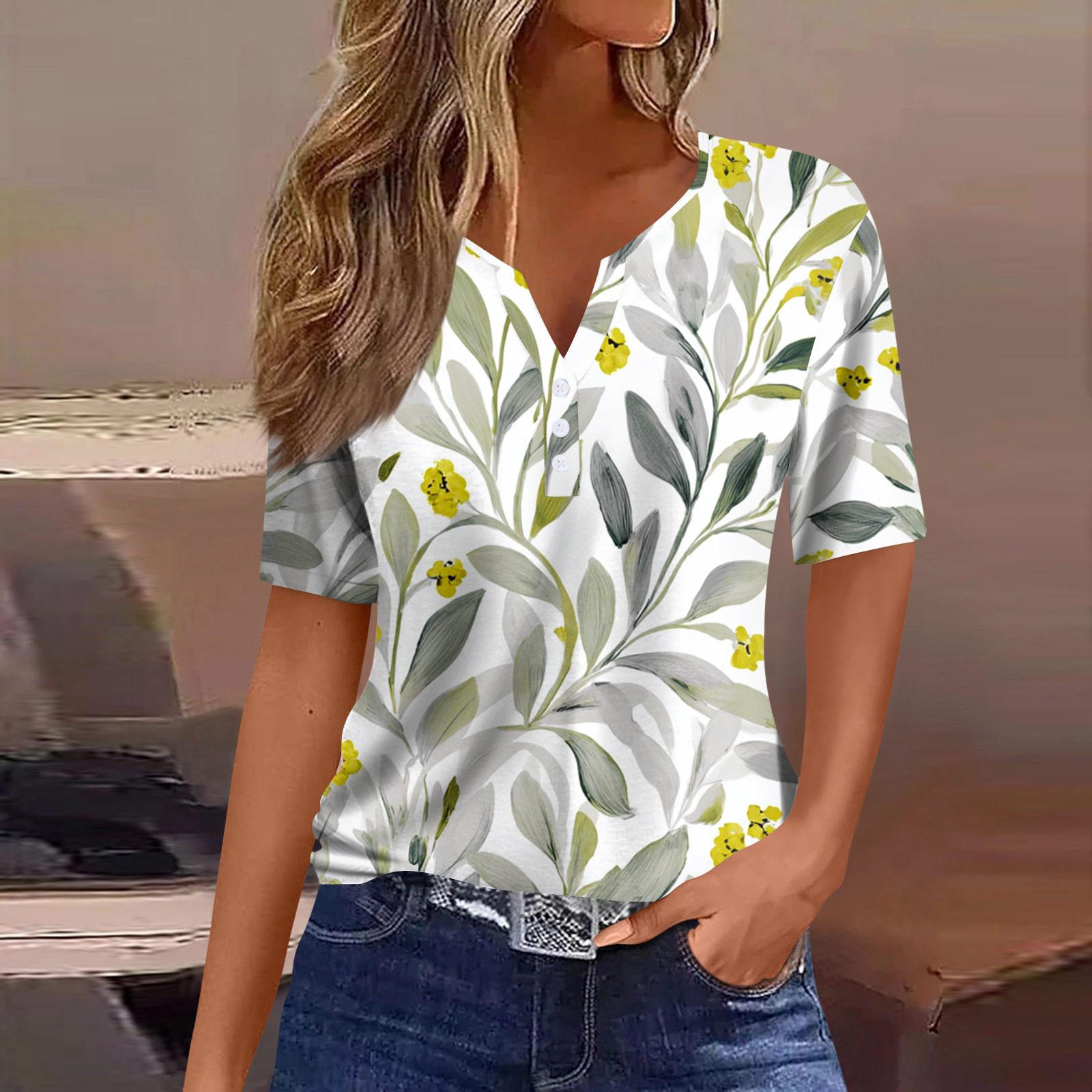 

Women s Blouse Fashionable And Casual Short-Sleeved Printed T-shirt Top XL білий
