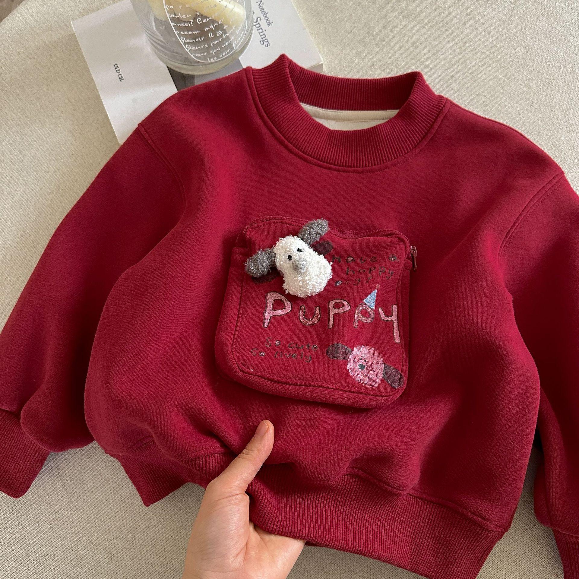 Boys Red Fleece Lined Thick Hoodie Winter Warm Stylish Casual Top 80