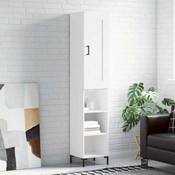 Maison Exclusive - Buffet haut Blanc 34,5x34x180 cm Bois d'ingénierie