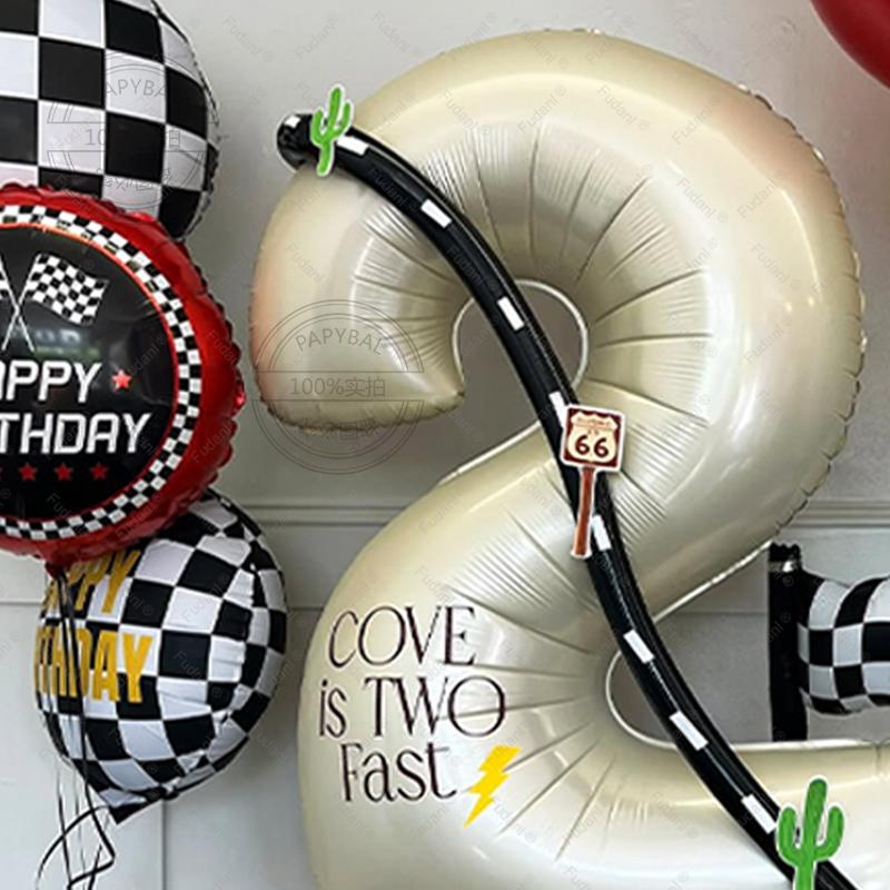 49pcs Racing Themed Balloon Column 40inch Milk White Tire Foil Balloon Boy Birthday Party Decorations Baby Shower Toy Gifts