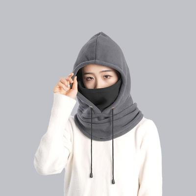 Solid Color Fleece Balaclava Hat Polar Fleece Pullover Cap Soft Hike Cycling Cap  Female