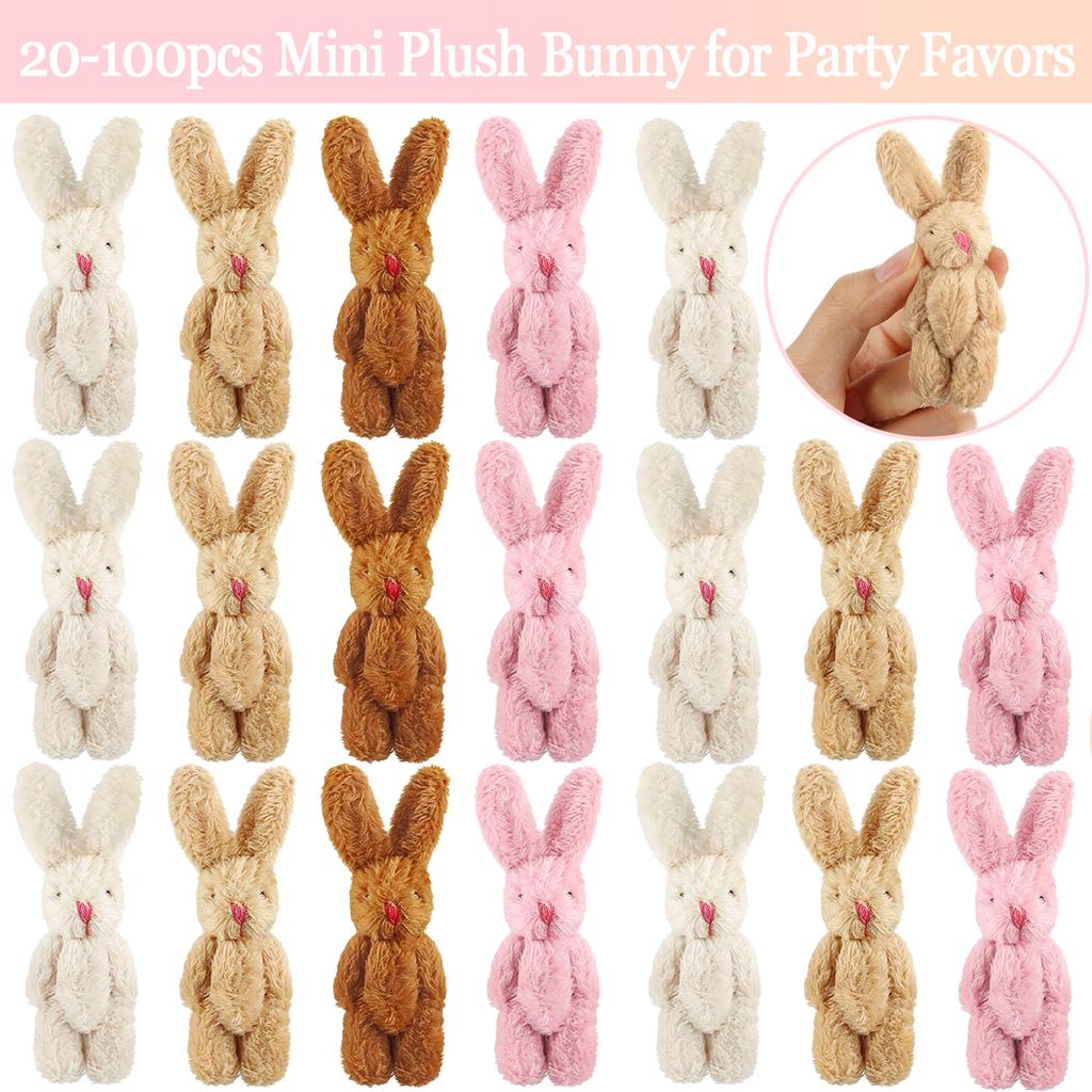 20-100pcs Mini Plush Rabbit Tiny Small Bunny Doll Soft Bunny Stuffed Animal for Easter Birthday Wedding Decorations Party Favors