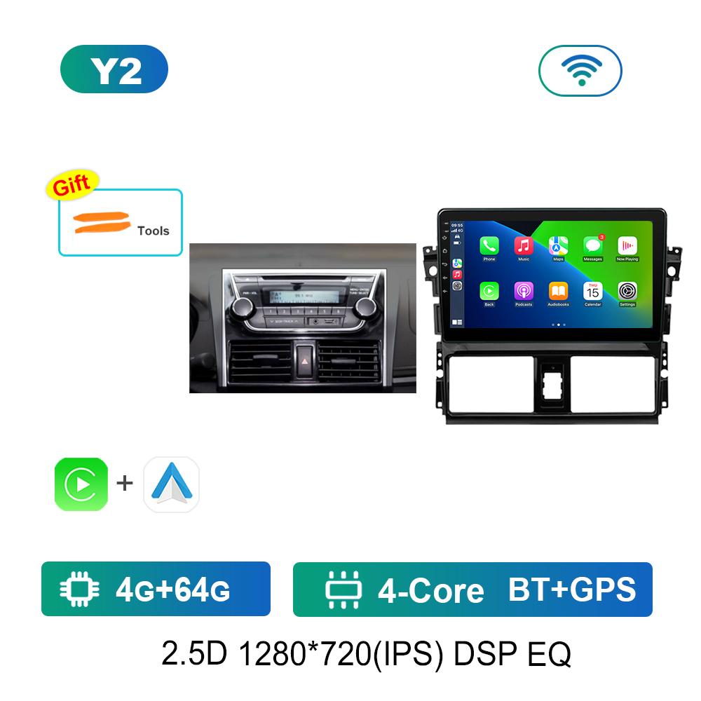 For TOYOTA VIOS YARIS 2013 - 2016 Android System Car Video Multimedia Player GPS 10 '' IPS Screen 4G Bluetooth WiFi Auto Tools
