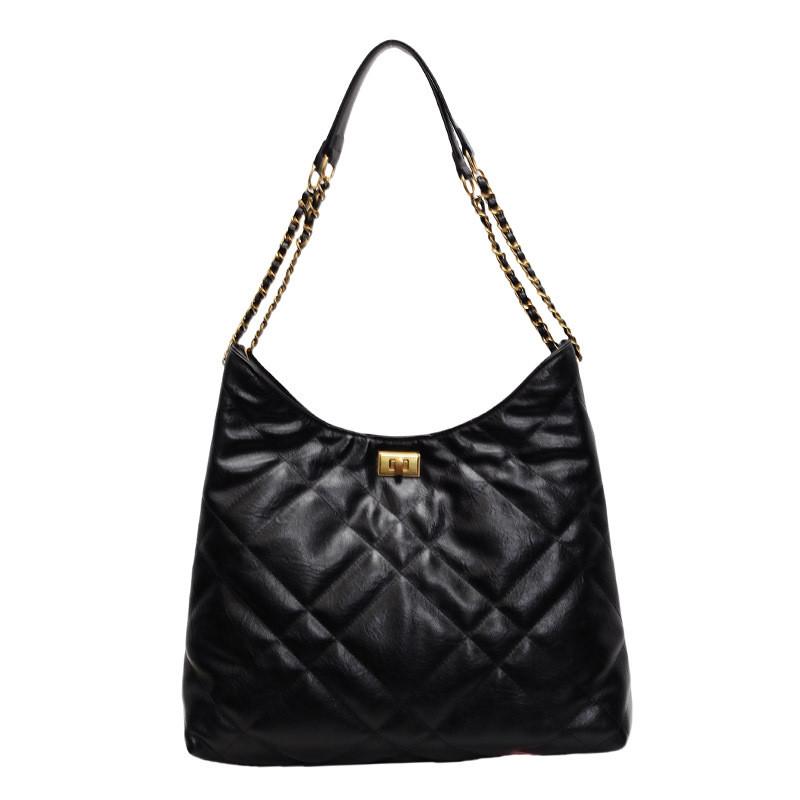 Ielgy Diamond Chain Underarm Bag Simple Casual Commuter Large Capacity One-Shoulder Tote Bag