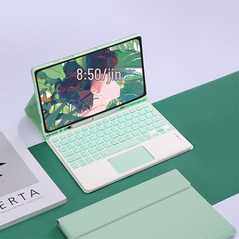 Compatible iPad Air 7th Gen Leather Case with Colorful Backlit Bluetooth Keyboard & Touchpad (10.9")